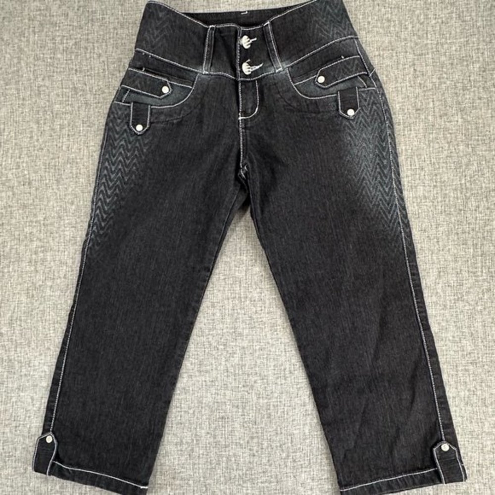 Posesion Butt Lifting Capri Jeans Colombian‎ USA Size 1 Black MSRP $55